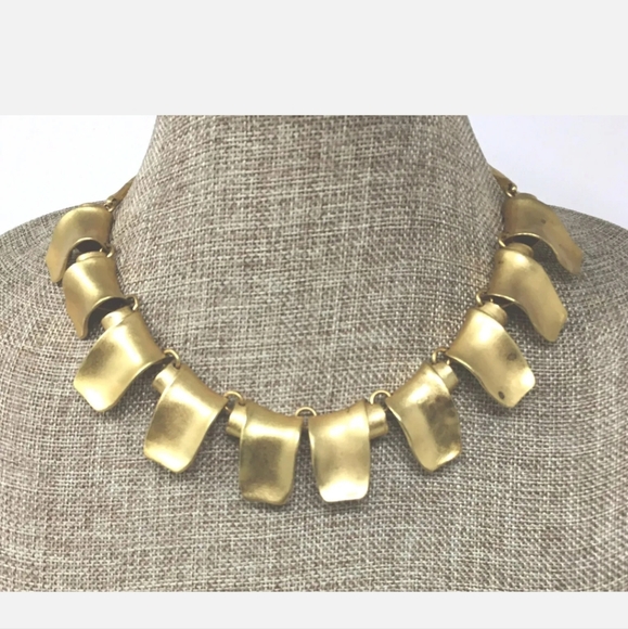 Signed Ikuo Ichimori Paris Designer Collar Necklace Vintage 1980s Matte Gold - Picture 7 of 7